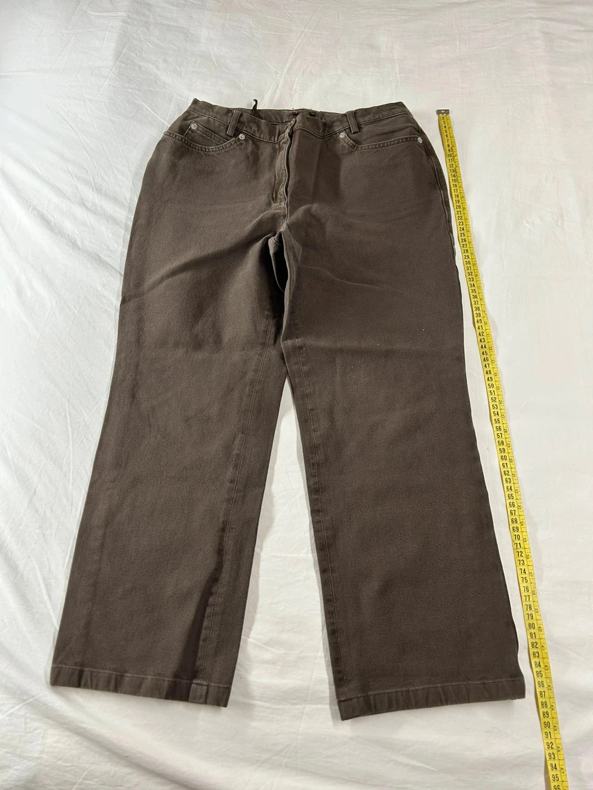 Jean évasé beige marron vintage imprimé M